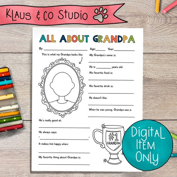 Download All About Grandpa Gift For Father S Day Printable Etsy