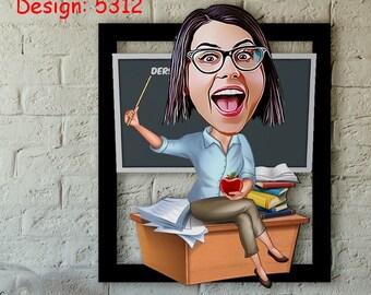 Teacher caricature - Etsy España Teacher caricature - Etsy España