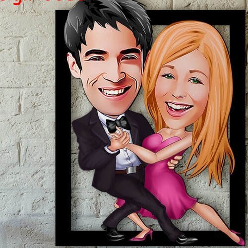 Personalized Married Couple Cartoon Wooden Wall Art Etsy