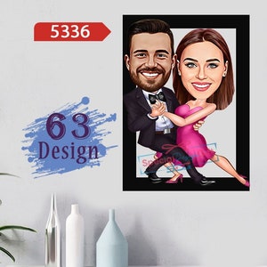 Personalized Caricature Couple Wooden Wall Art, Custom Caricature, Wooden Caricature, Cartoon Family Picture From Photo , Anniversary Gift