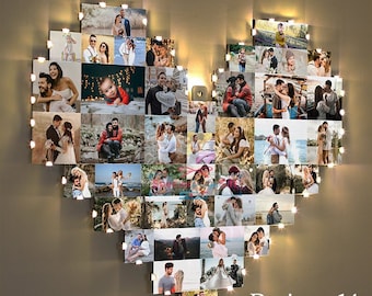 Photo Frame Multiple Photos, Custom collage frame, Picture frames personalized, Heart photo collage frame, Personalized birthday gift, Photo