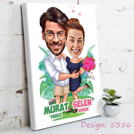 Custom Caricature frame, Customized canvas gift, Personalized christmas gift, Lover caricature photo, Merry christmas gift, new year gift,