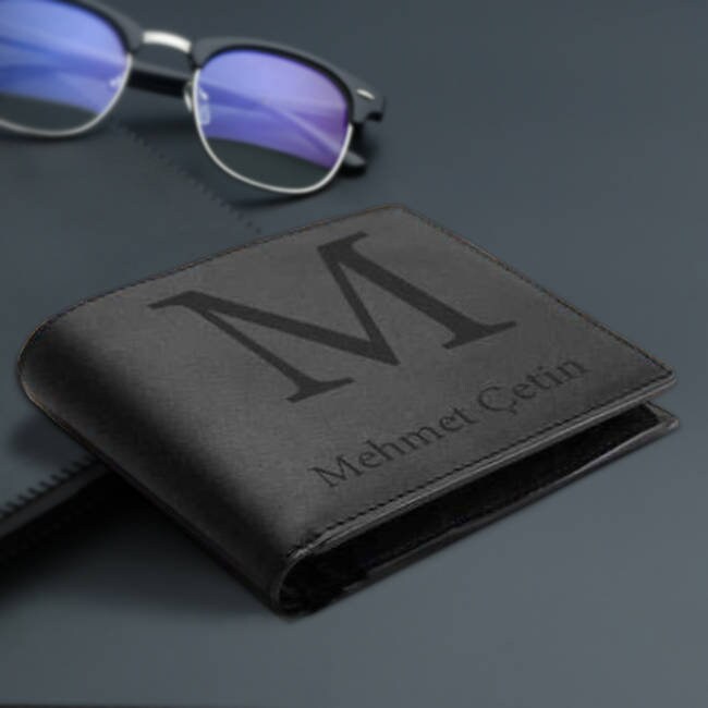 Personalized Leather Wallet Name Written Wallet Boyfriend Etsy