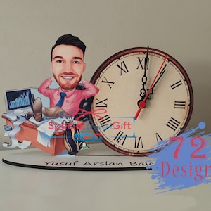 Custom Clock Gift,Custom Office Gift,Boss Gift, Custom Clock,Custom Gift for Him, Photo Gift for Him,Custom Gift for Her,Caricature Portrait