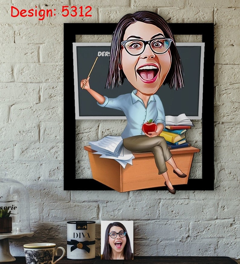 Teacher Gift Personalized Teacher Gift Teacher Portrait Etsy