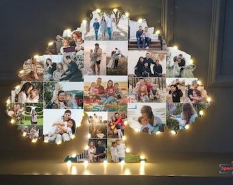Family Tree Art Print Wall Art Wood Family Tree Collage Custom Pictures Collage Personalized Wall Decor Family Sign, Tree Picture collage