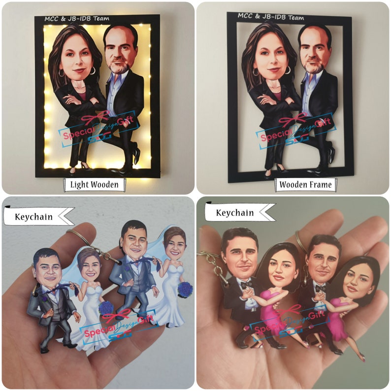 Personalized Caricature Couple Wooden Wall Art Custom Etsy