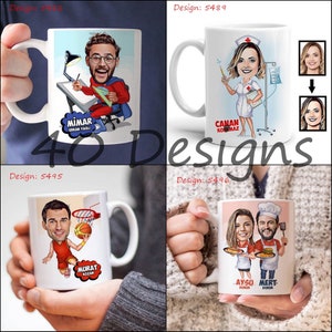 Custom mug cup, Mug for him, Mother mug, Anniversary gift, Fun cartoon mug, Caricature drawing, Girl mug, Mug for boys, Photo print mug,