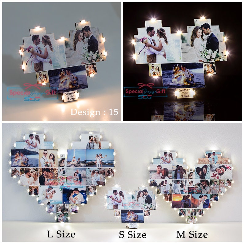Photo Frame Multiple Photos, Custom collage frame, Picture frames personalized, Heart photo collage frame, Personalized birthday gift, Photo image 6