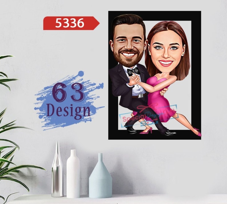 Personalized Caricature Couple Wooden Wall Art Custom Etsy