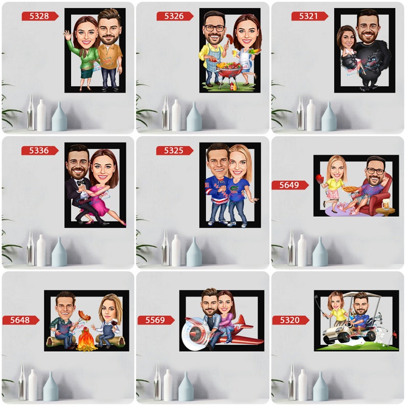 Personalized Caricature Couple Wooden Wall Art Custom Etsy