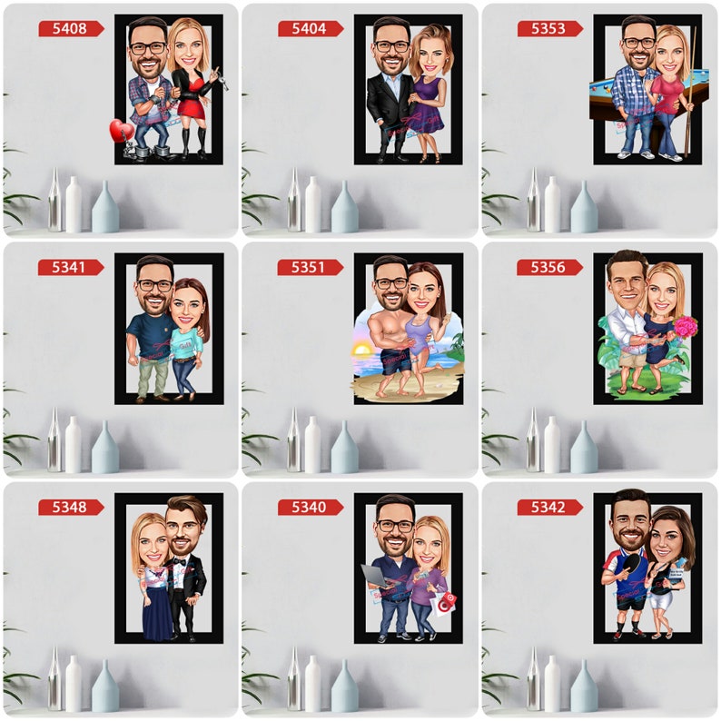 Personalized Caricature Couple Wooden Wall Art Custom Etsy