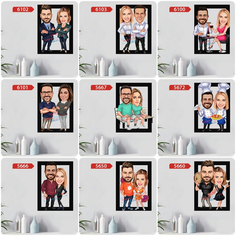 Personalized Caricature Couple Wooden Wall Art Custom Etsy