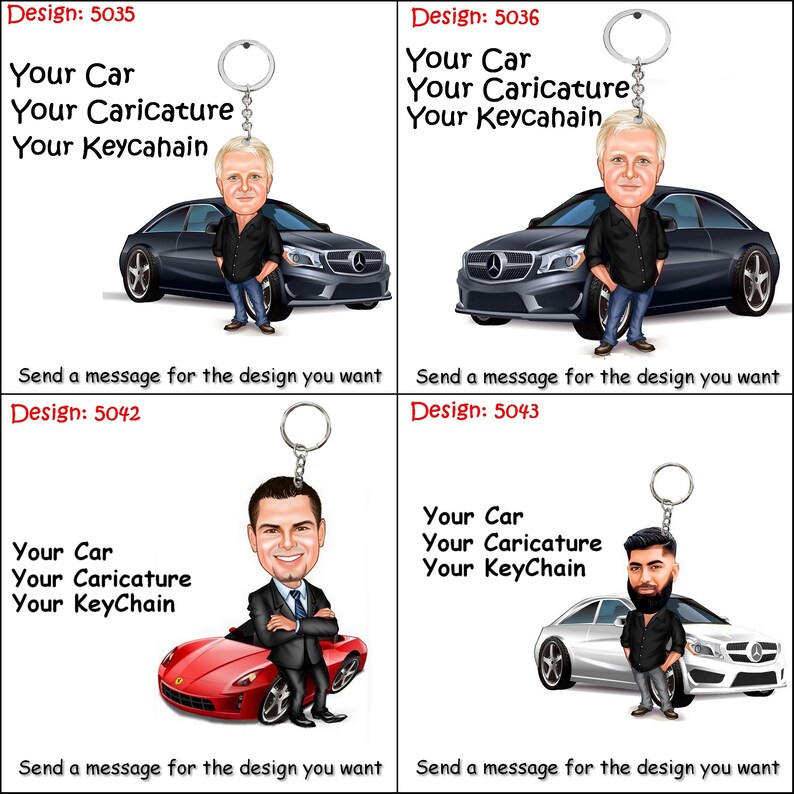 Customizable Car keychain Caricature Men's Car keychain | Etsy