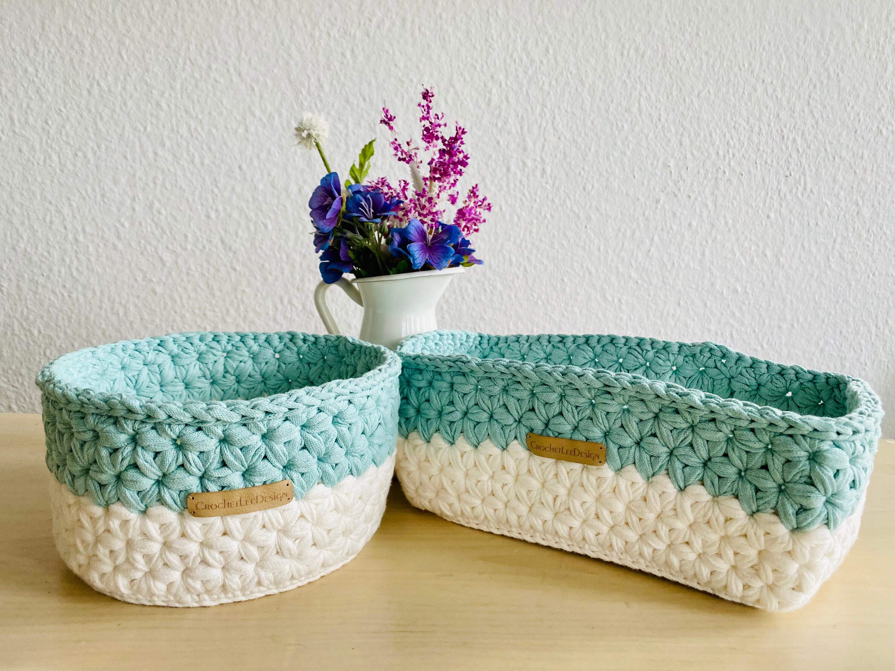 2er Set Häkelkorb in runder und rechteckiger Form Häkelkorb | Etsy