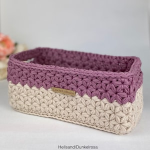 Crochet basket in rectangular shape with handles, storage basket for bathroom, decorative basket, utensil for changing table