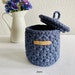 Crochet basket with lid, pen holder/pen cup crocheted in cotton, storage basket 