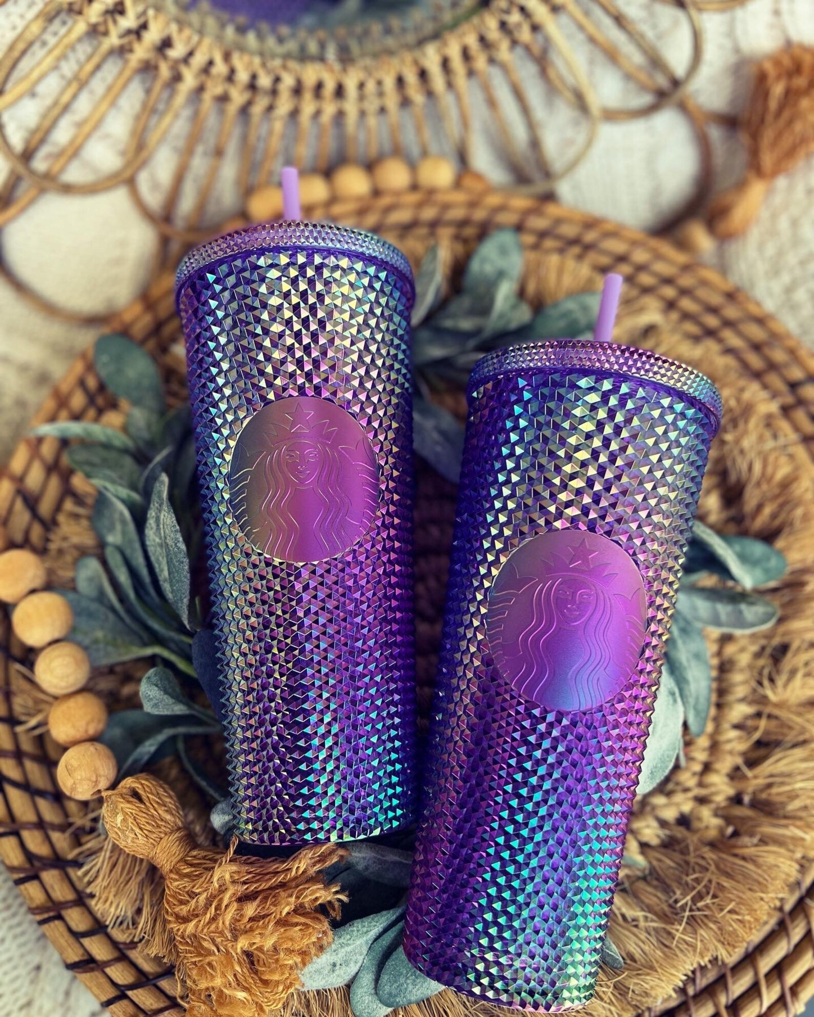 New Starbucks 2022 Purple Oil Slick Tumbler Starbucks Etsy