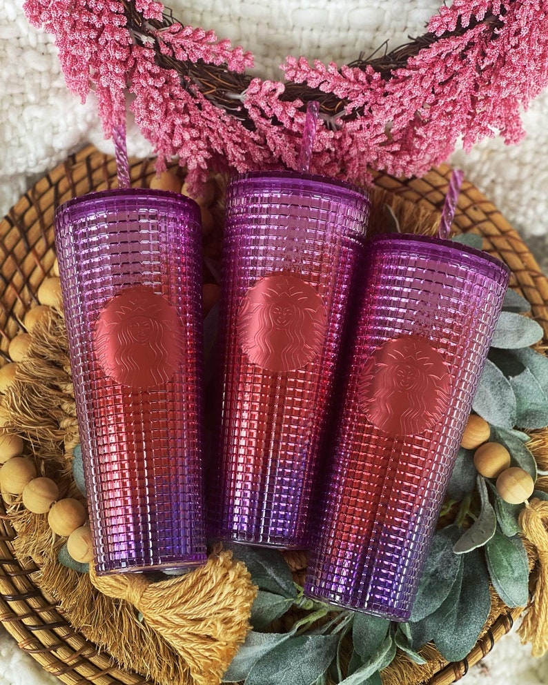 starbucks burgundy grid tumbler
