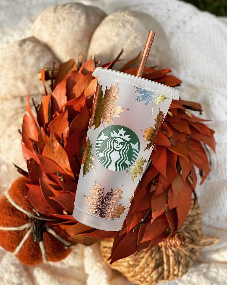 Fall Starbucks Cup Autumn Starbucks Cup Starbucks Leaves Etsy