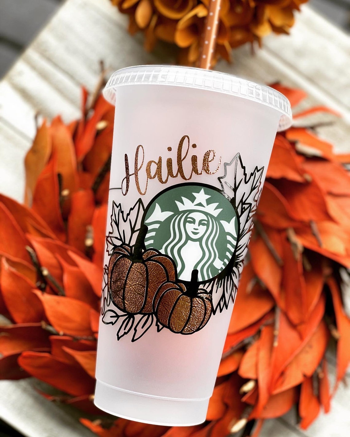 Starbucks Fall Cup Fall Wreath Cup Starbucks Pumpkin Cup Etsy