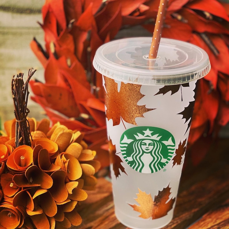 Fall Starbucks Cup Autumn Starbucks Cup Starbucks Leaves Etsy