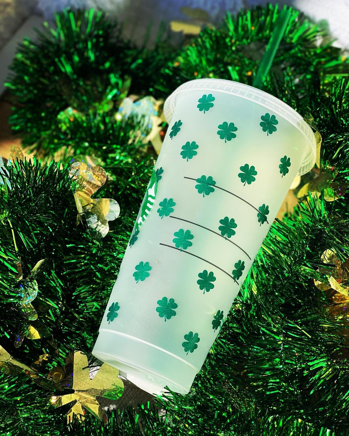 St Patrick's Day Starbucks Cup / Shamrocks Starbucks Cup / Etsy