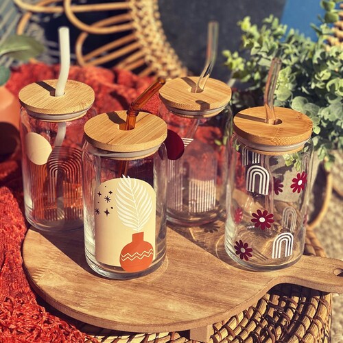 Daisy Can Glass Cup Iced Coffee Cup Beer Can Glass Boho Etsy