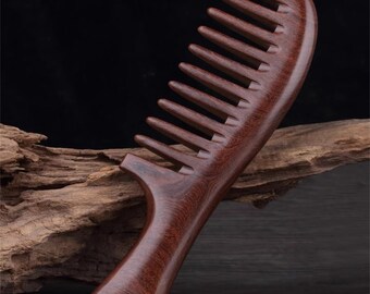 Large wide-tooth comb, women's sandalwood comb, curling comb, household solid wood, peach wood perm, coarse-toothed long hair