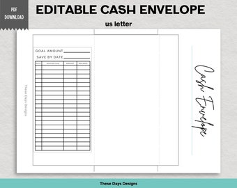 Cash Envelope System, editable PDF, Printable, Money Envelope, cash envelope budget, budget envelope, editable budget sheet, budgeting