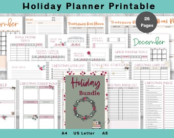 Feiertags-Bundle, Thanksgiving-Planer, Weihnachtsplaner, PDF druckbar, Urlaubsplaner druckbar, Urlaubsorganisator, Urlaubskit, Week Prep