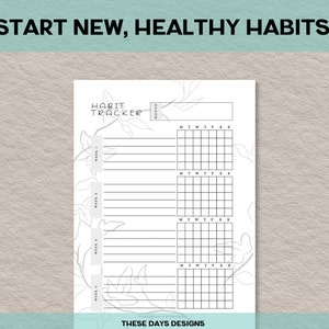 Peut inclure: Un suivi d'habitudes imprimable avec un motif floral. Le suivi a de la place pour quatre habitudes et comprend un calendrier hebdomadaire pour chaque habitude.