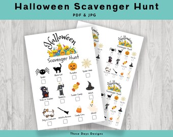 Halloween-Schnitzeljagd zum Ausdrucken für Kinder, Süßes oder Saures Schnitzeljagd-Spiel, Indoor-Schnitzeljagd, Halloween-Spiel, Schatzsuche