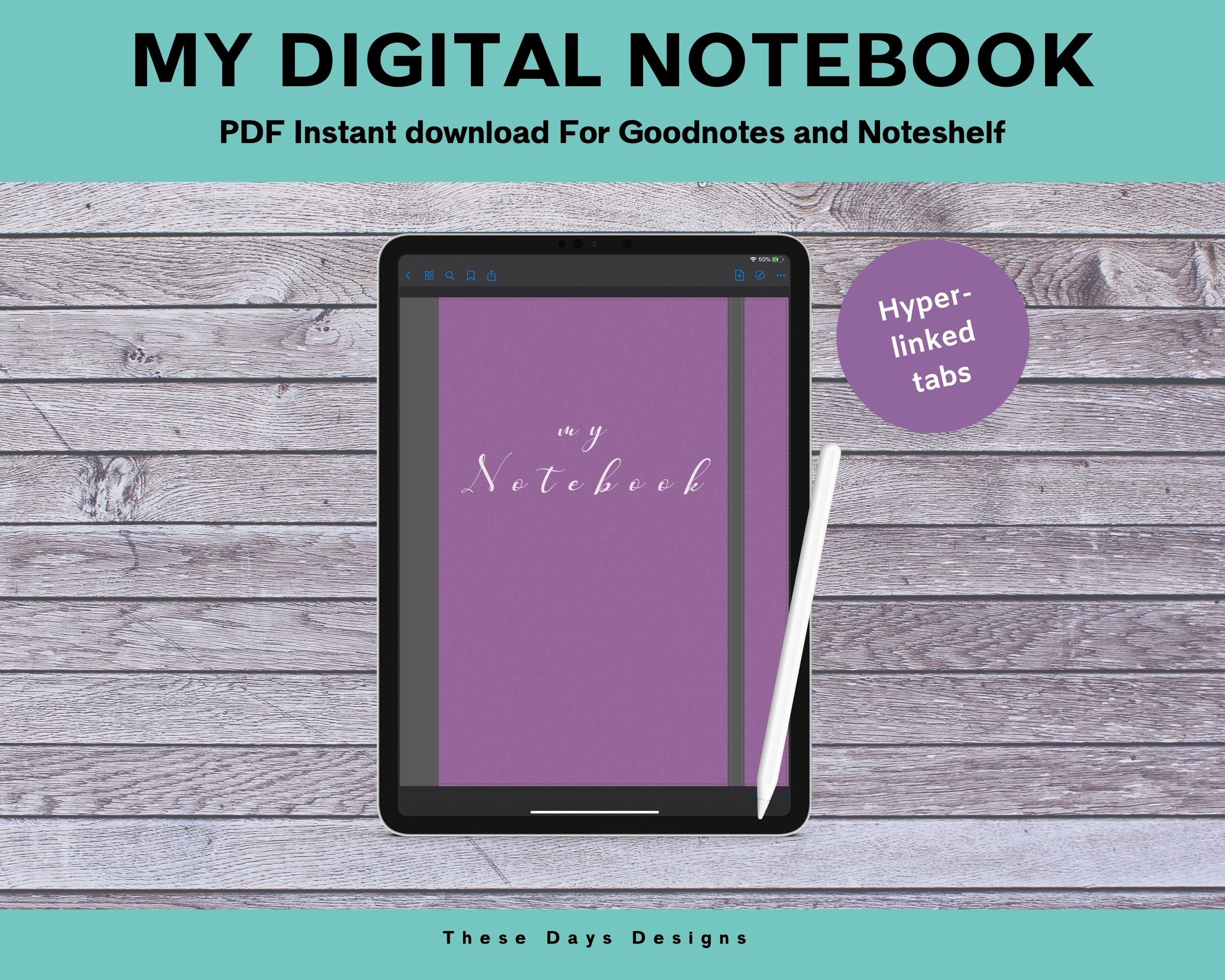 Undated Digital Journal Digital Notebook Goodnotes Student | Etsy