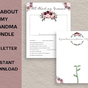 All About my Grandma, Happy Mother&#39;s Day for Grandma, Printable, Grandma Card, Handprint Art Keepsake for Grandma, from granddaughter, from