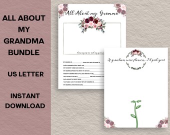 All About my Grandma, Happy Mother's Day for Grandma, Printable, Grandma Card, Handprint Art Keepsake for Grandma, from granddaughter, from