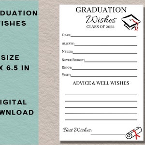 Graduation Advice and Wishes, Well Wishes Cards, Graduation wishes, grad advice cards, graduation keepsake, high school grad, class of 22