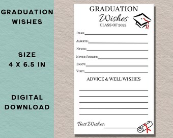 Graduation Advice and Wishes, Well Wishes Cards, Graduation wishes, grad advice cards, graduation keepsake, high school grad, class of 22