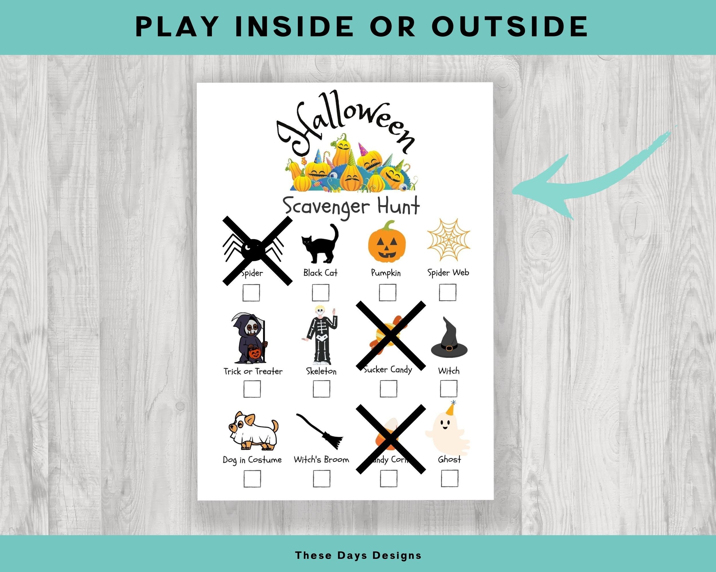 Halloween Scavenger Hunt Printable for Kids, Trick or Treat Scavenger ...