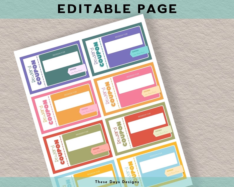 Editable Kids Coupons, Printable Reward Coupons for Kids, Coupon Book ...
