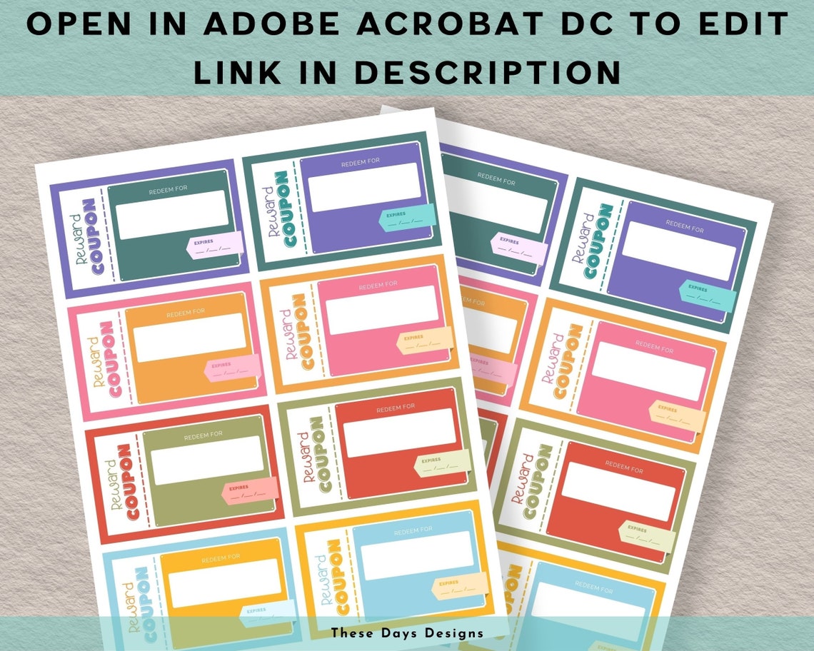 Editable Kids Coupons, Printable Reward Coupons for Kids, Coupon Book ...