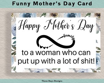 Funny Mother's Day Card for Mom, Mother in law card, Unique Mother's Day Card Printable, Funny card from daughter, from son, funny card mom