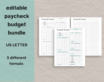 Editable Budget Sheet, Paycheck Budget, Budget by paycheck, paycheck planner, biweekly budget, personal finance, budget insert