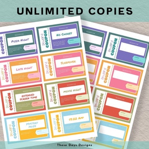 Editable Kids Coupons, Printable Reward Coupons for Kids, Coupon Book ...