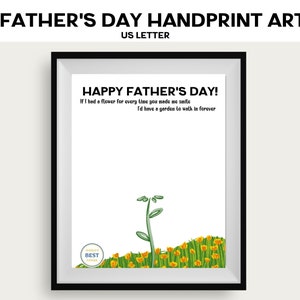 Father&#39;s Day Handprint Art, Handprint Craft, Child Handprint Gift, Father&#39;s Day gift from daughter, flower handprint art, Keepsake gift