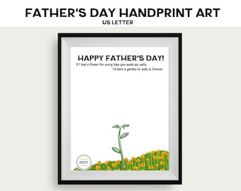 Father's Day Handprint Art, Handprint Craft, Child Handprint Gift, Father's Day gift from daughter, flower handprint art, Keepsake gift