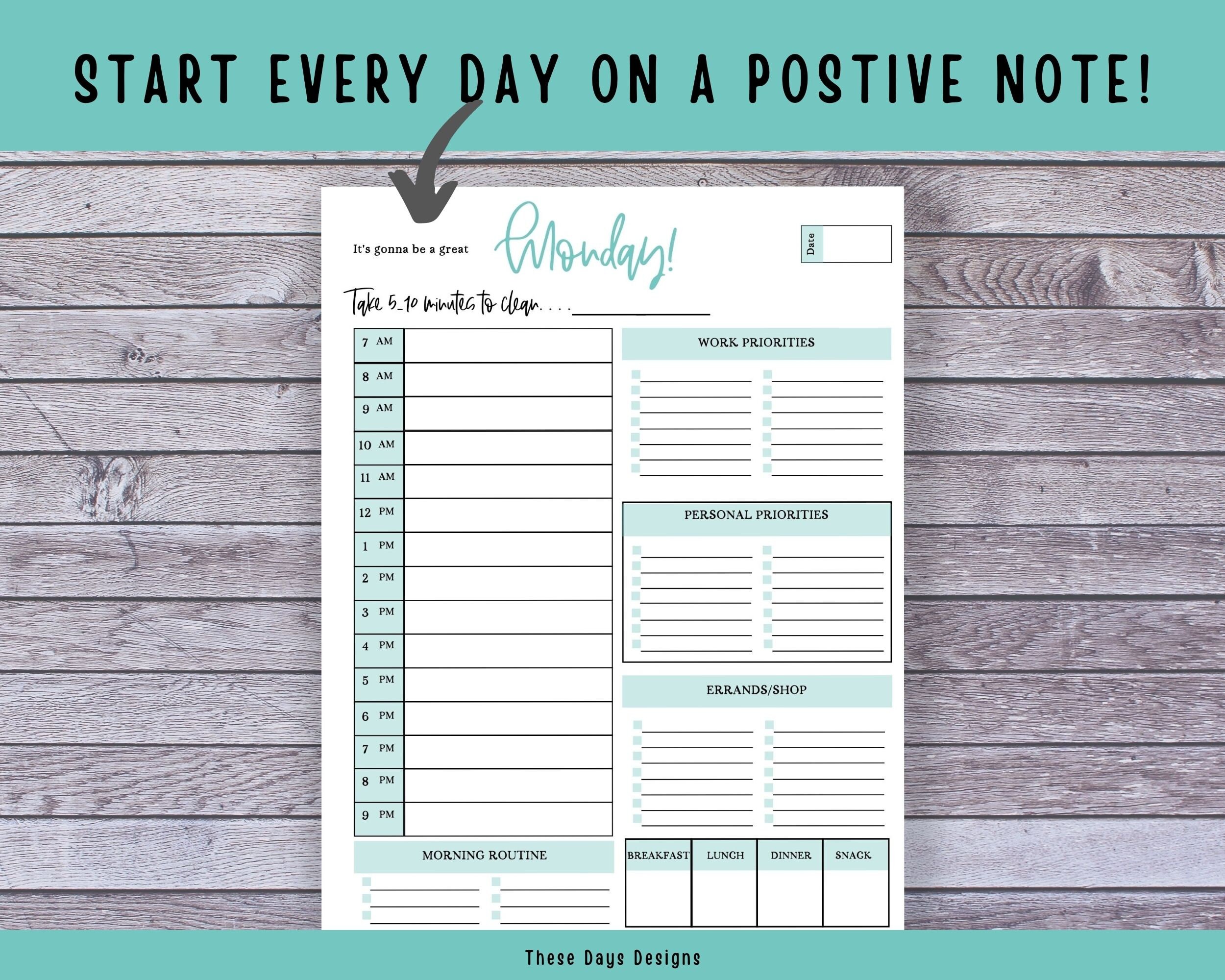 7 Day Routine Layout Daily Routine Printable, 7 Day Planner, Day Planner Template, Employee ...