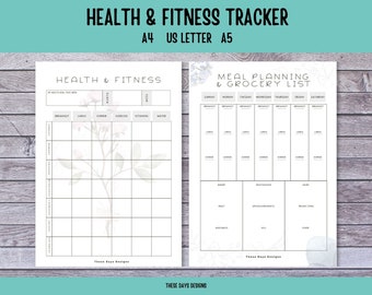 Fitness Planner, Meal Planner, Printable, Health Tracker, Fitness Tracker, fitness journal, digital meal planner, self care planner, diet