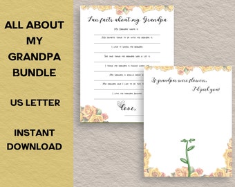 All About My Grandpa, Grandfather Handprint Art, Father's Day Print, Printable Gifts, Father's Day gift, Personalized gift, grandpa birthday