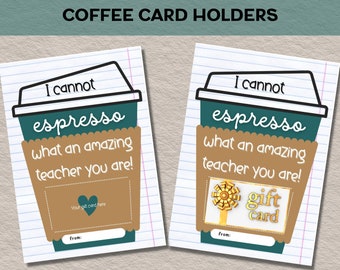Gift Card Holder, Teacher Appreciation, Coffee Card Holder, English Teacher Gift, Digital Download, Professor Gift, Last day of school